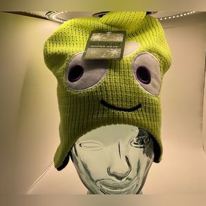 Neon Yellow Beanie NWT 3 Eyed Happy Monster Child Knit Winter Wear Hat Ear Flap